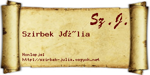 Szirbek Júlia névjegykártya