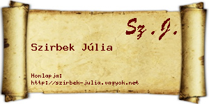 Szirbek Júlia névjegykártya