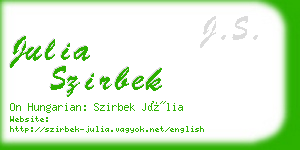 julia szirbek business card